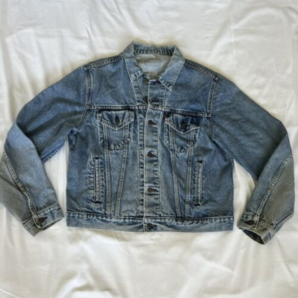 VTG 1980's Levi's 71506 0216 Blue Denim Jean Trucker Jacket Mens 50L Made In USA